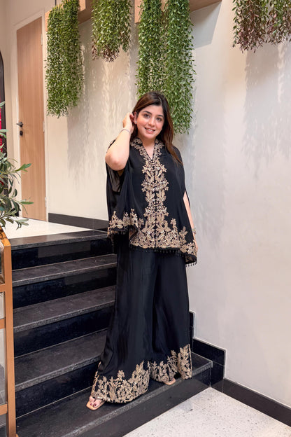 Vibha Black Embroidered Cord Set