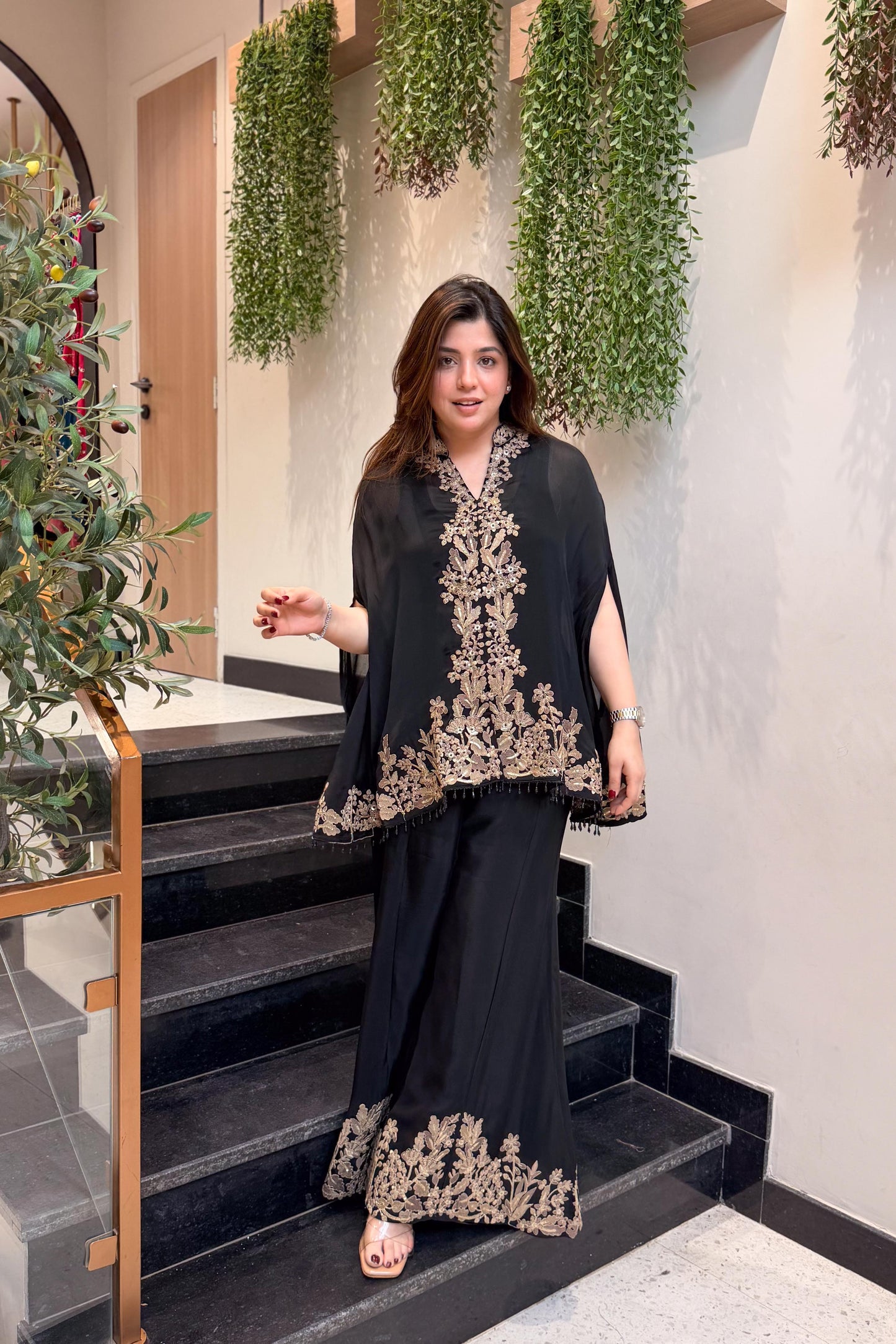 Vibha Black Embroidered Cord Set