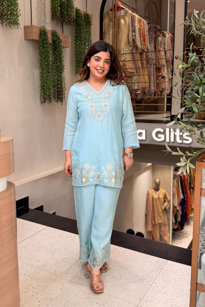 Raisha Floral Embroidered Co ord Set