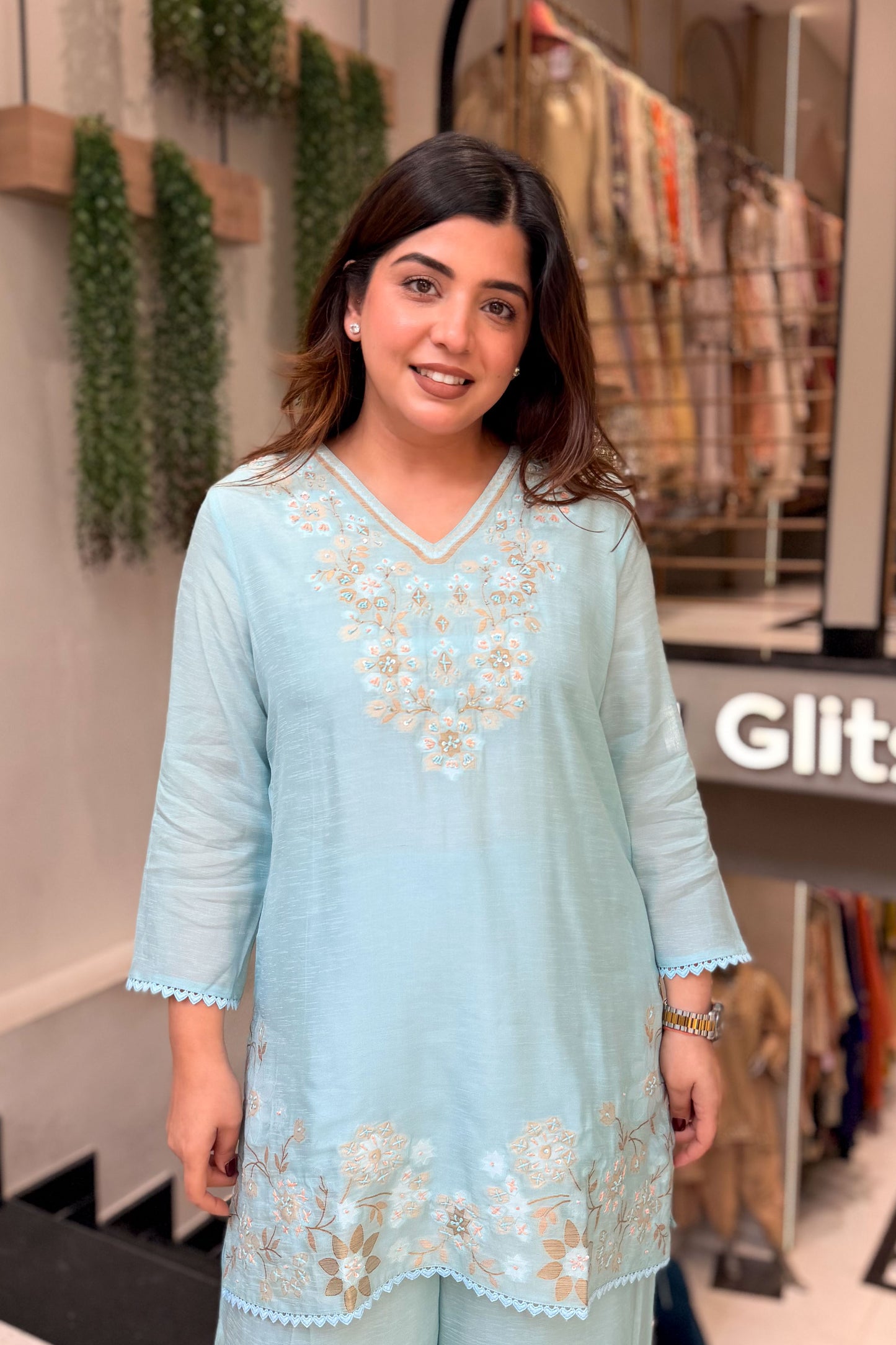 Raisha Floral Embroidered Co ord Set