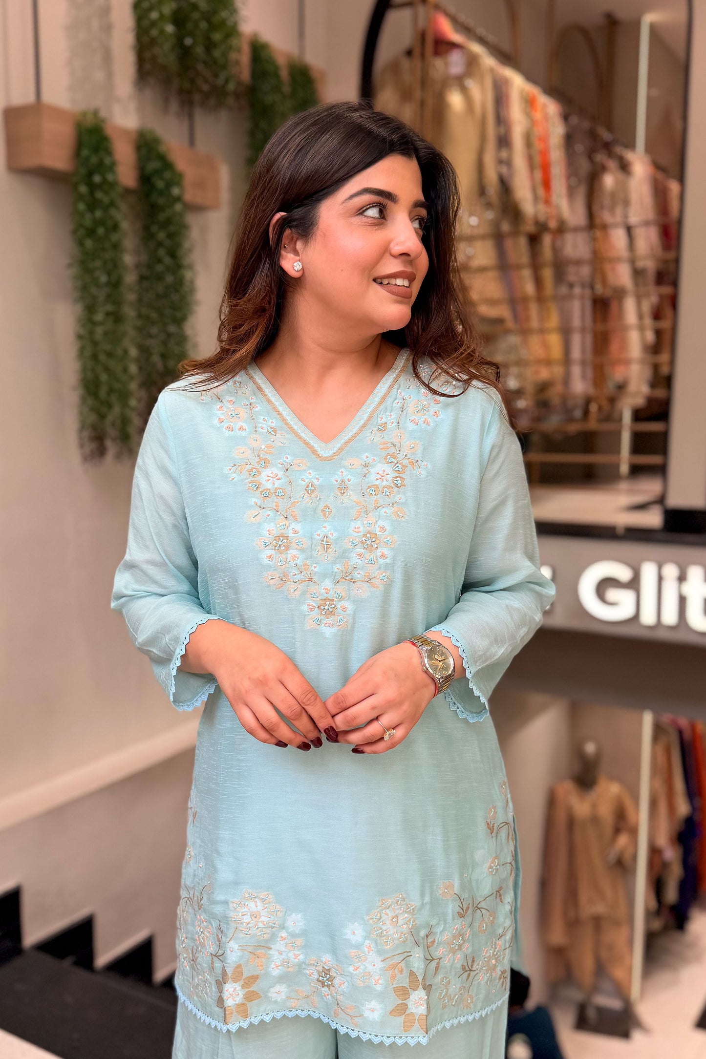 Raisha Floral Embroidered Co ord Set