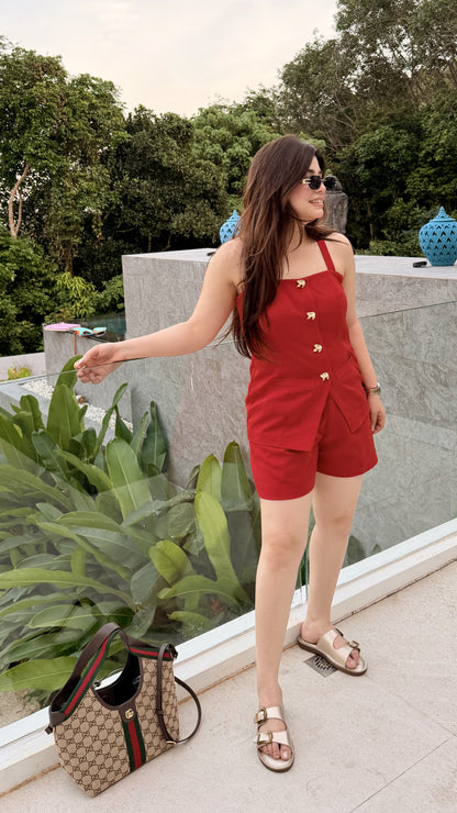 Isabella Button Embellished Three Piece Set