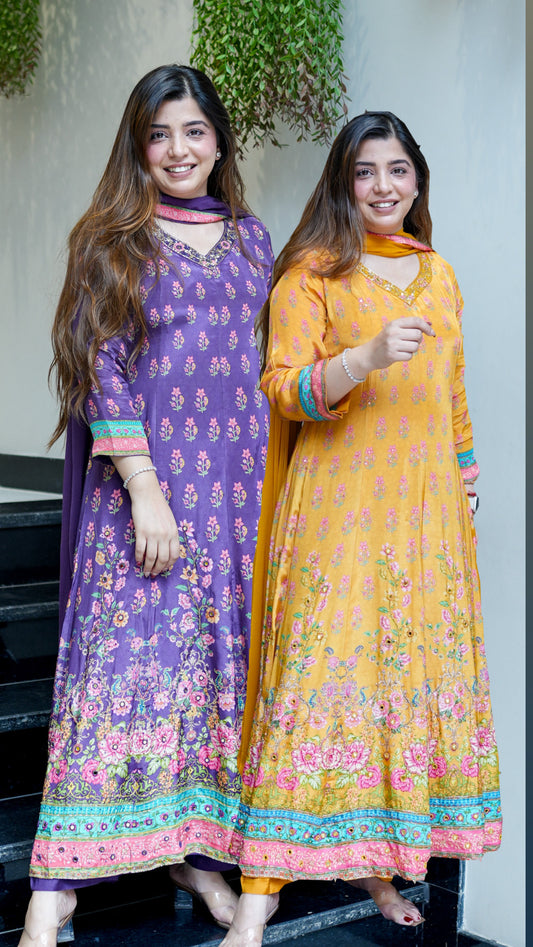 Frizah Digital Print Anarkali Suit Set