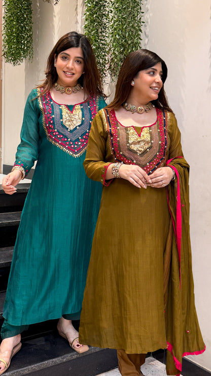 Gulnaz Sequin & Thread Embroidered Suit Set