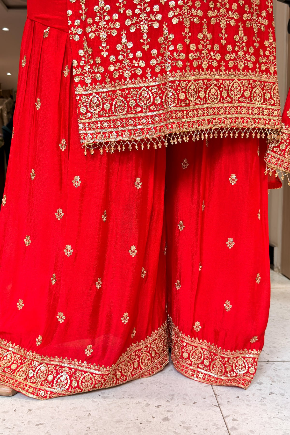 Zaryal Sequin Embroidered Suit Set