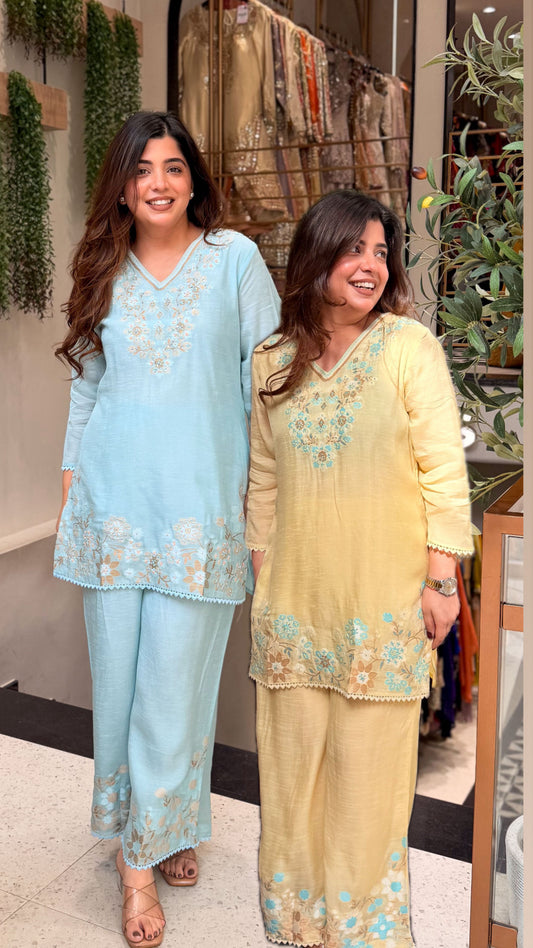 Raisha Floral Embroidered Co ord Set