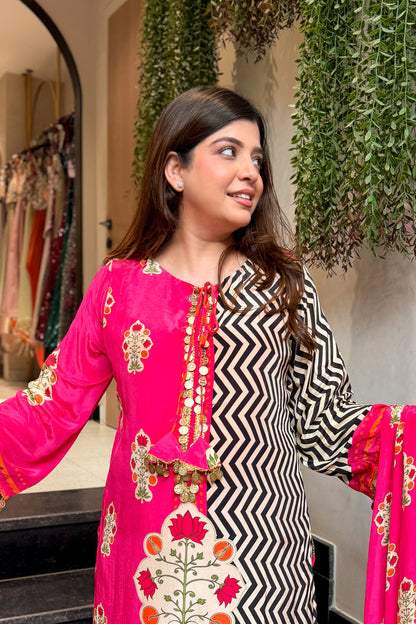 Savarna Embroidered & Printed Suit Set