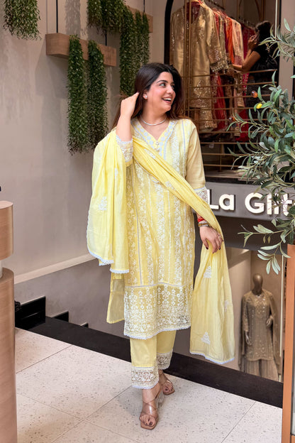 Oorja Schiffli Embroidered Suit Set