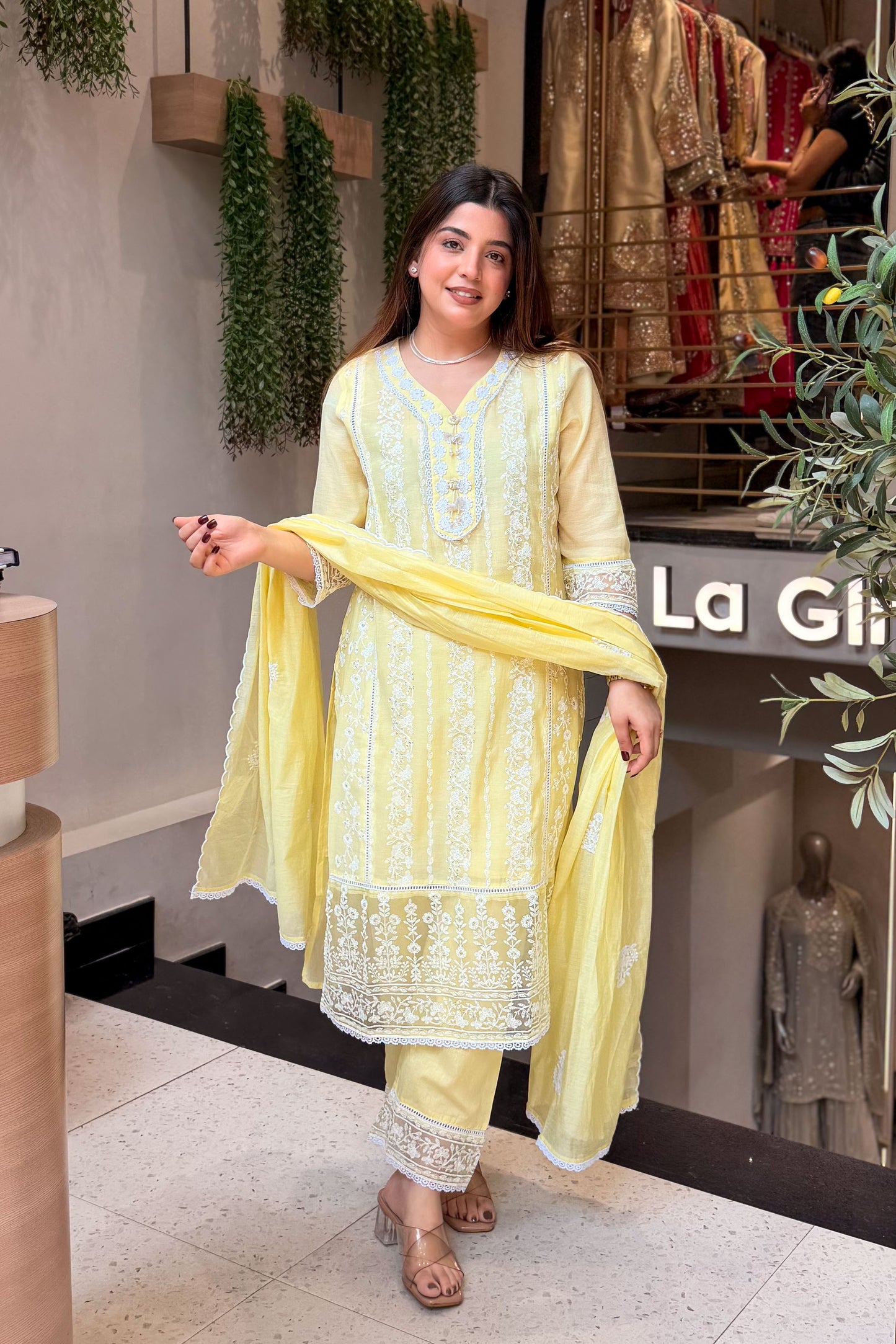 Oorja Schiffli Embroidered Suit Set