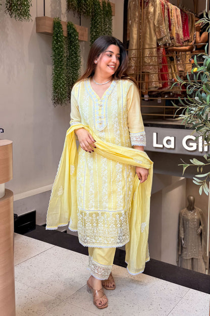 Oorja Schiffli Embroidered Suit Set