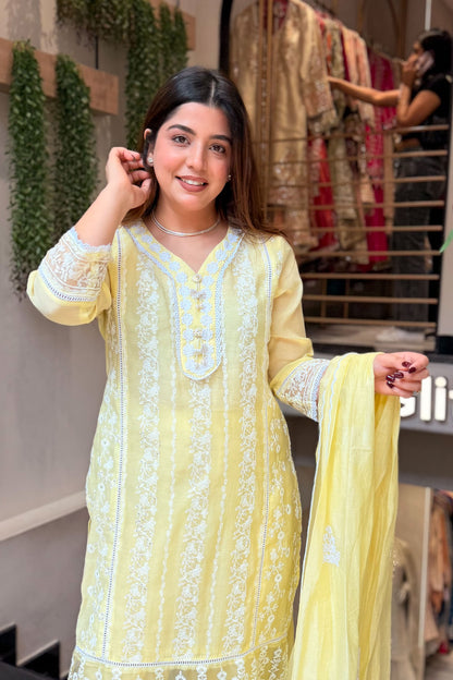 Oorja Schiffli Embroidered Suit Set