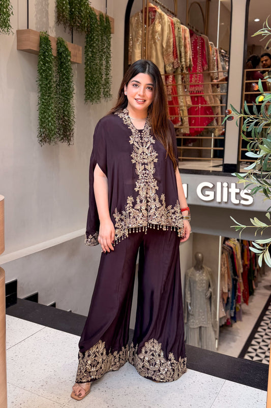 Vibha Brown Embroidered Co ord Set