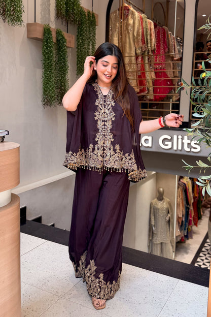 Vibha Brown Embroidered Co ord Set