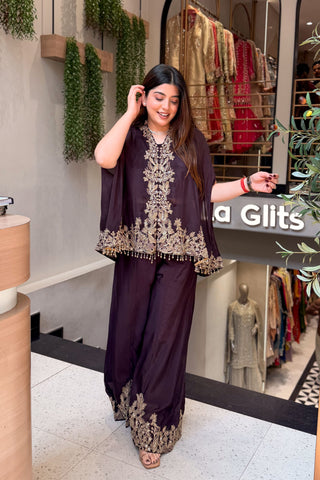 Vibha Brown Embroidered Co ord Set