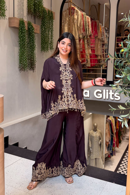Vibha Brown Embroidered Co ord Set