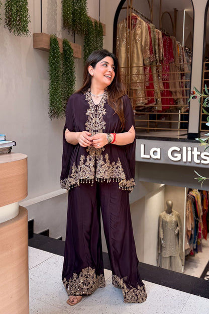 Vibha Brown Embroidered Co ord Set