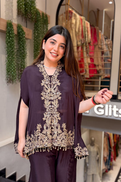 Vibha Brown Embroidered Co ord Set