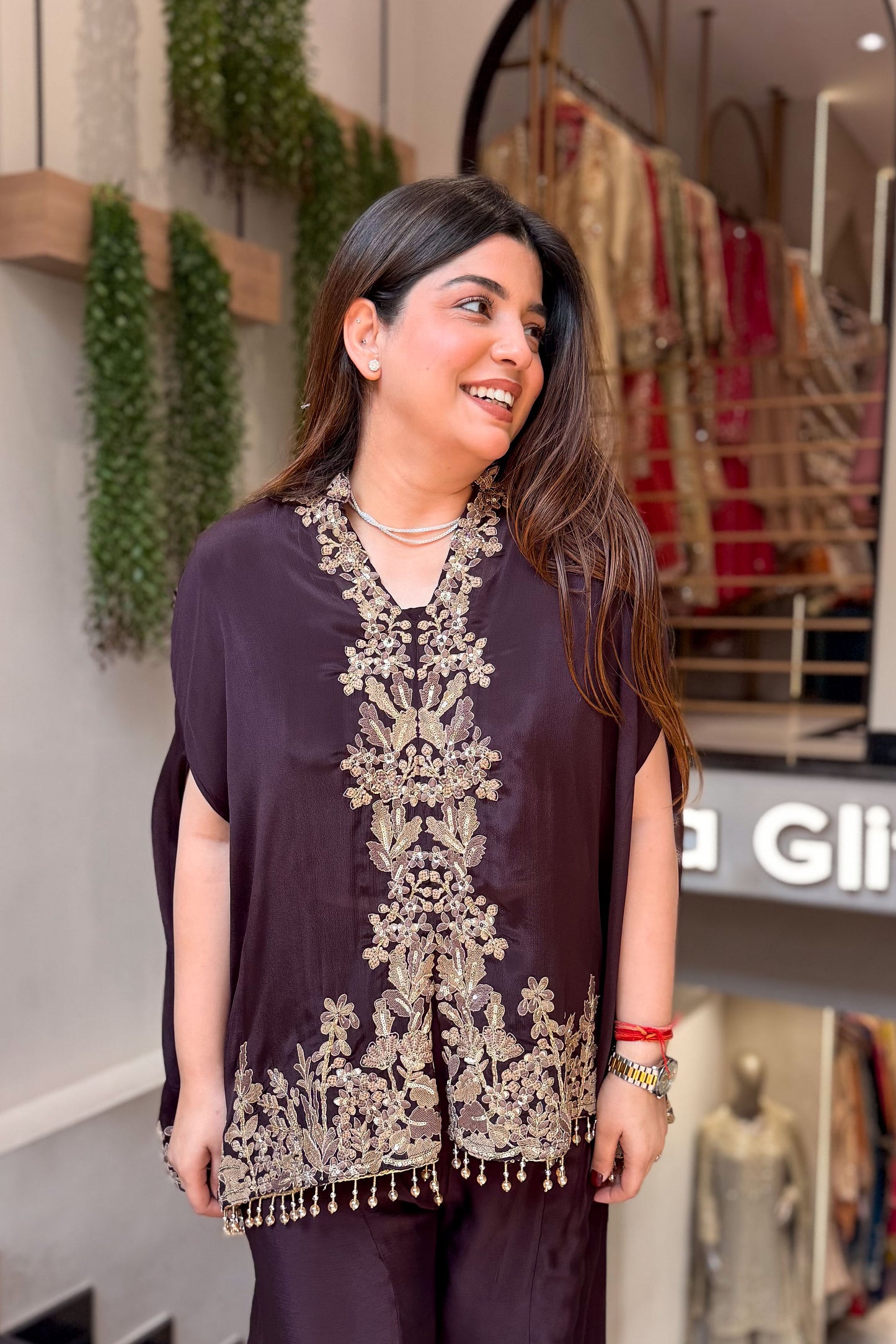 Vibha Brown Embroidered Co ord Set