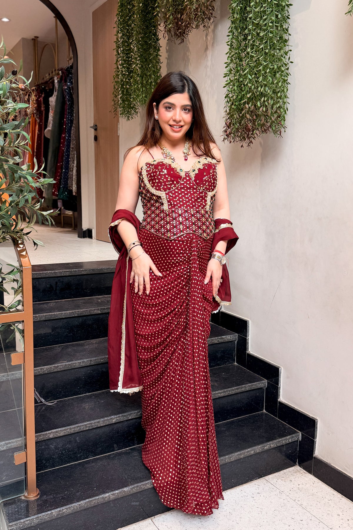 Yana Hand Embroidered Corset Drape Saree