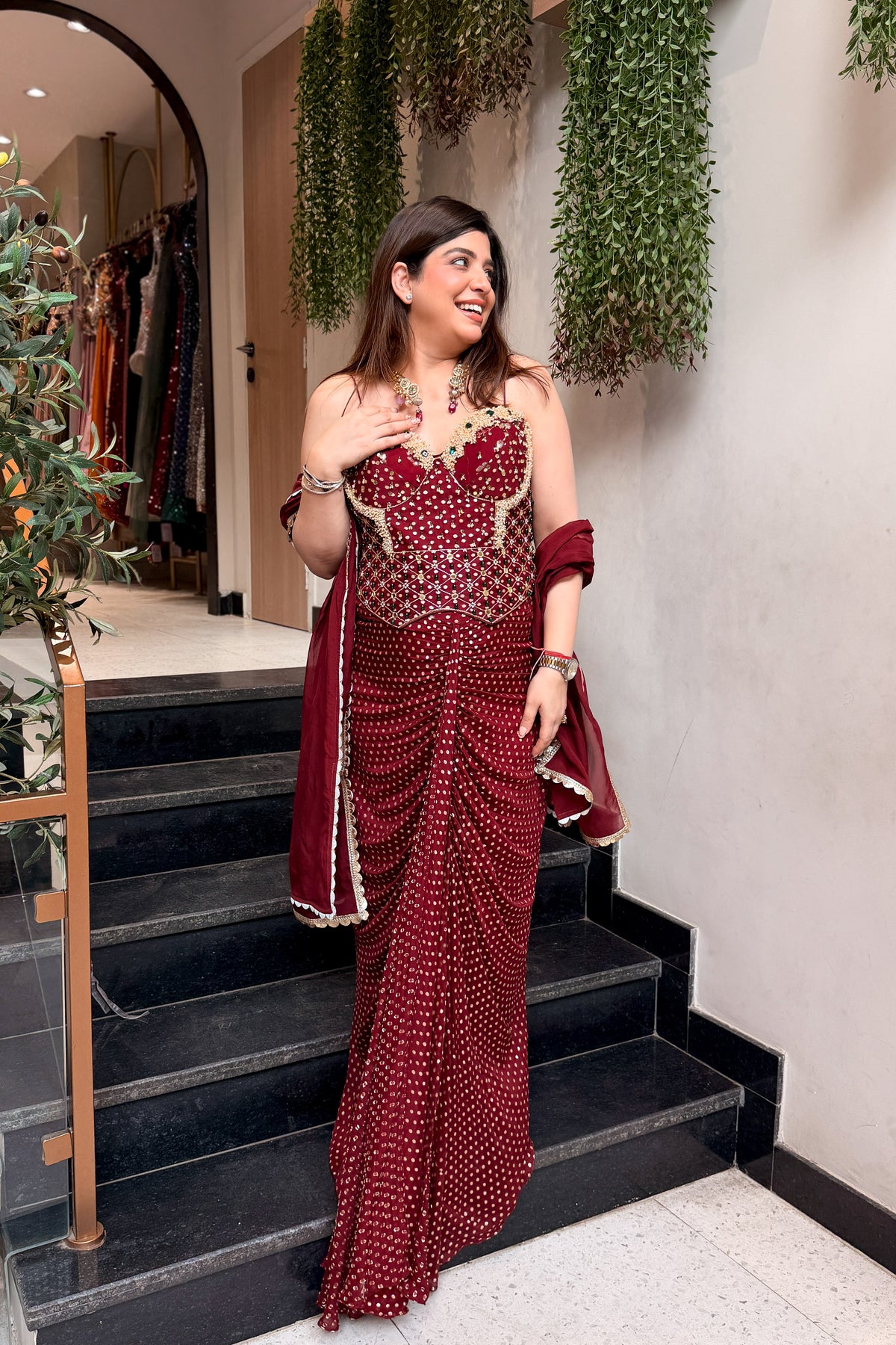 Yana Hand Embroidered Corset Drape Saree