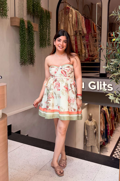 Covey Floral Printed Strapless Dress