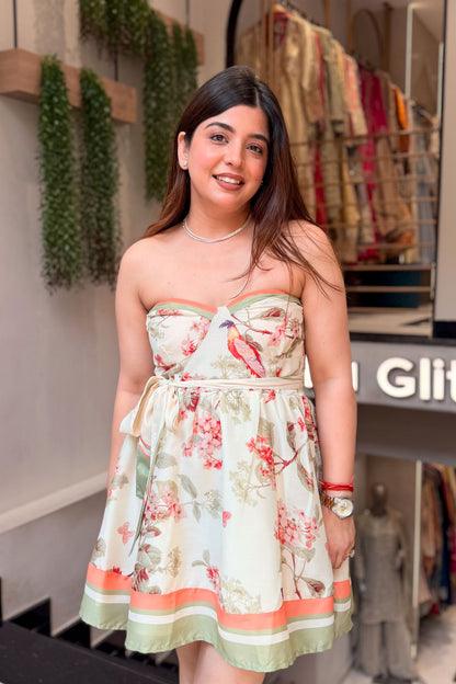 Covey Floral Printed Strapless Dress