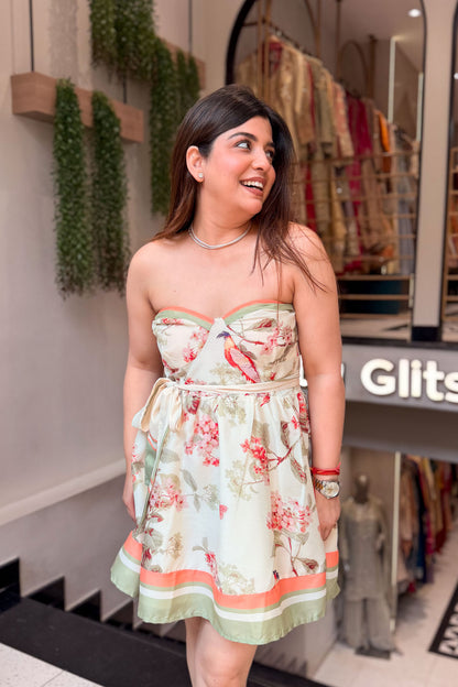 Covey Floral Printed Strapless Dress