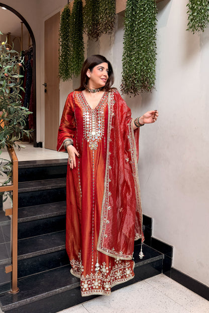 Suneha Mirror Embroidered Anarkali with Dupatta