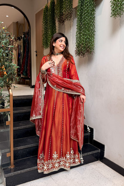 Suneha Mirror Embroidered Anarkali with Dupatta
