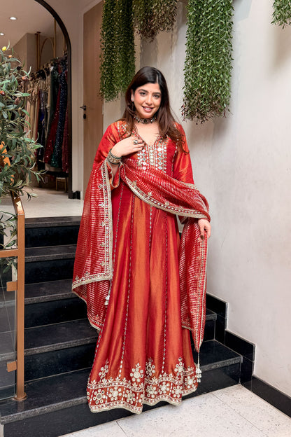 Suneha Mirror Embroidered Anarkali with Dupatta