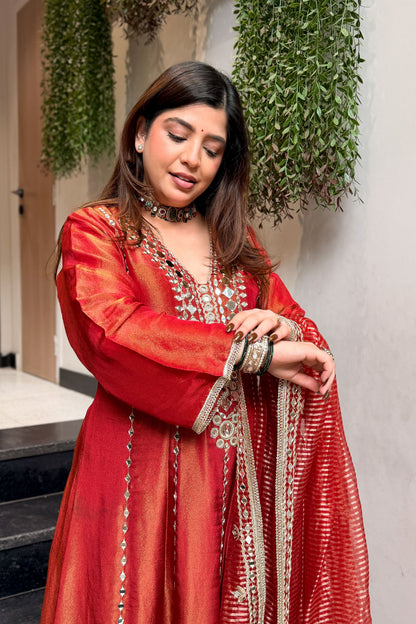 Suneha Mirror Embroidered Anarkali with Dupatta
