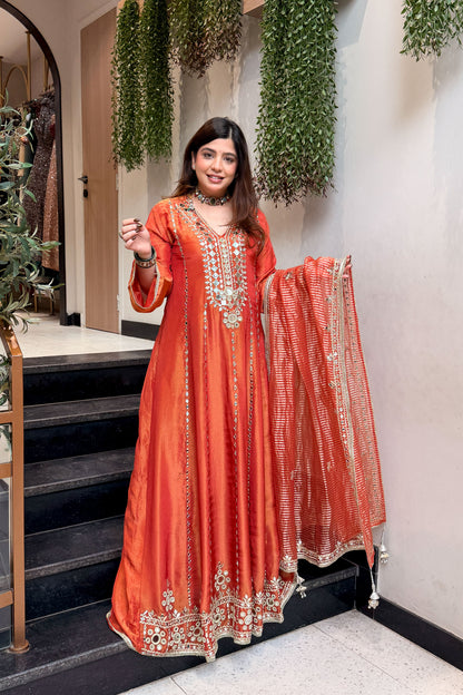 Suneha Mirror Embroidered Anarkali with Dupatta