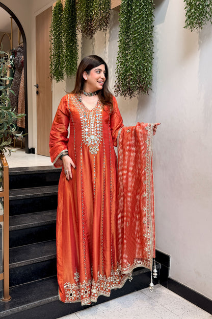 Suneha Mirror Embroidered Anarkali with Dupatta