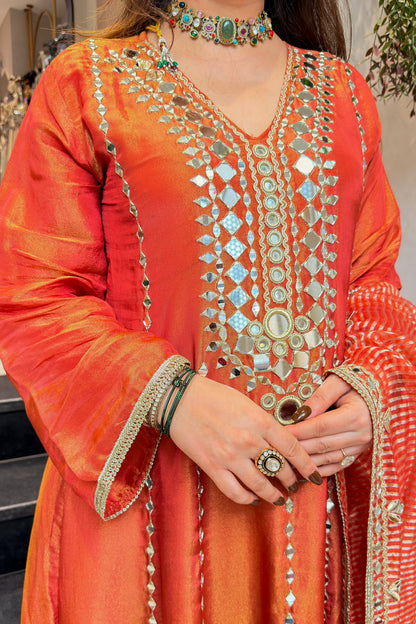 Suneha Mirror Embroidered Anarkali with Dupatta