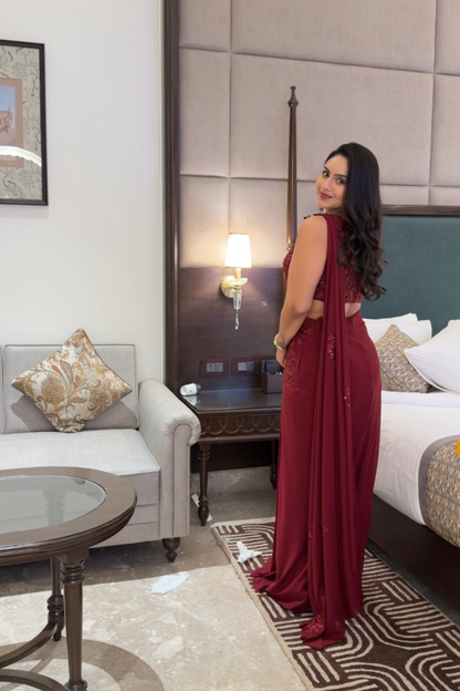 Nida Hand Embroidered Indo Western