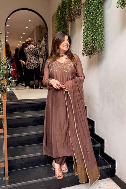 Devna Embroidered Angrakha Suit Set