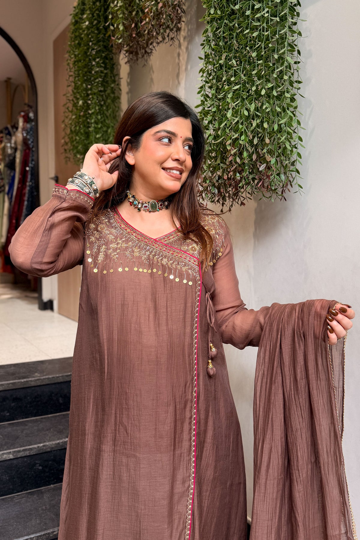 Devna Embroidered Angrakha Suit Set
