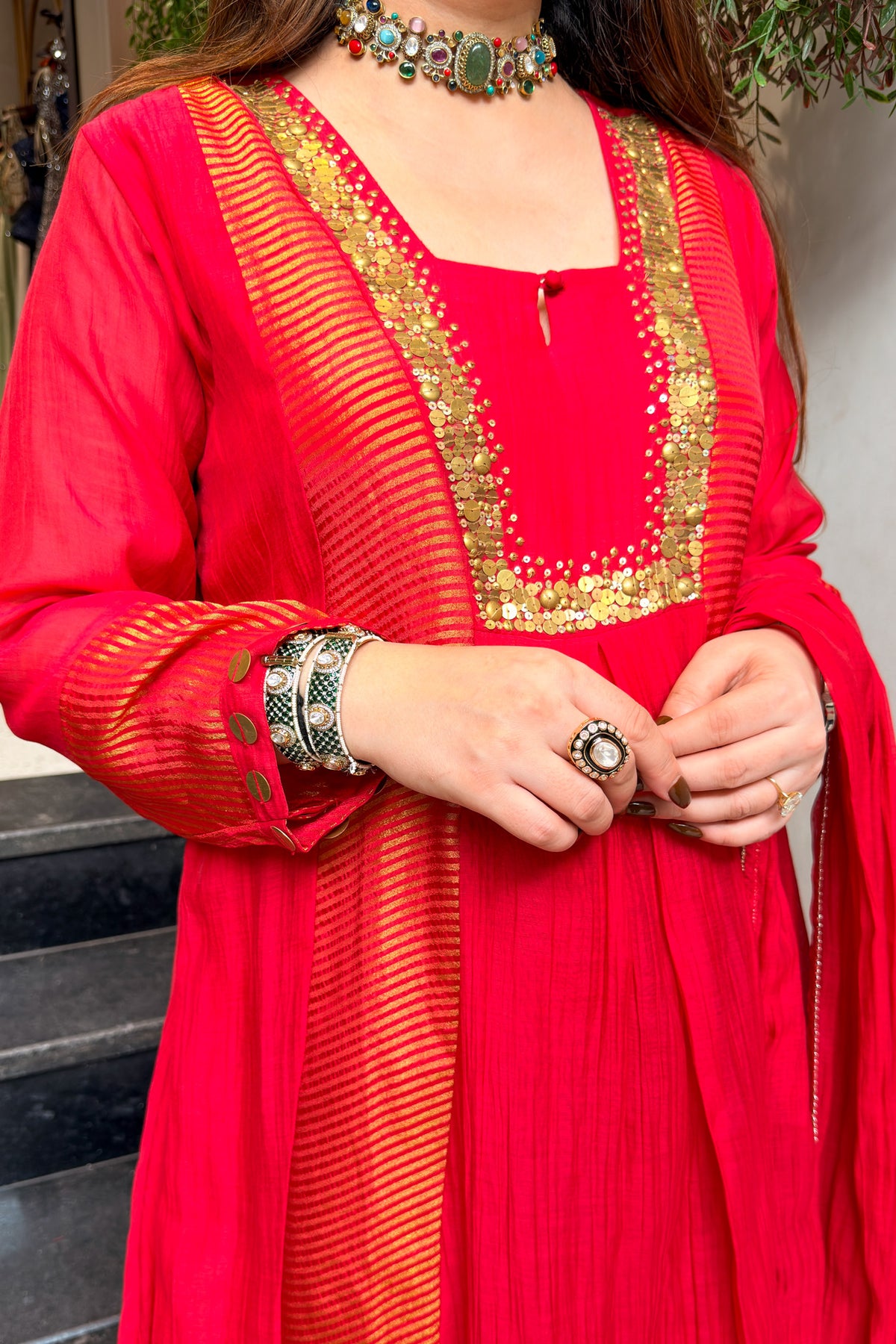 Veya Sequin Work Anarkali Suit Set