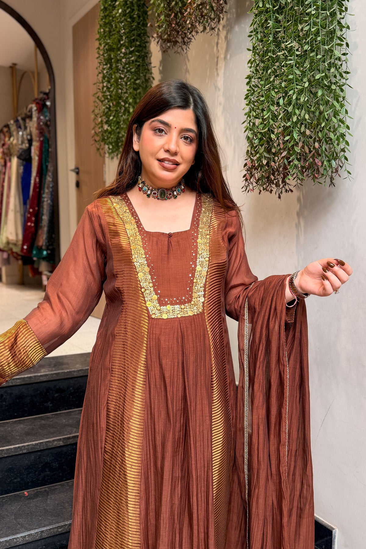 Veya Sequin Work Anarkali Suit Set