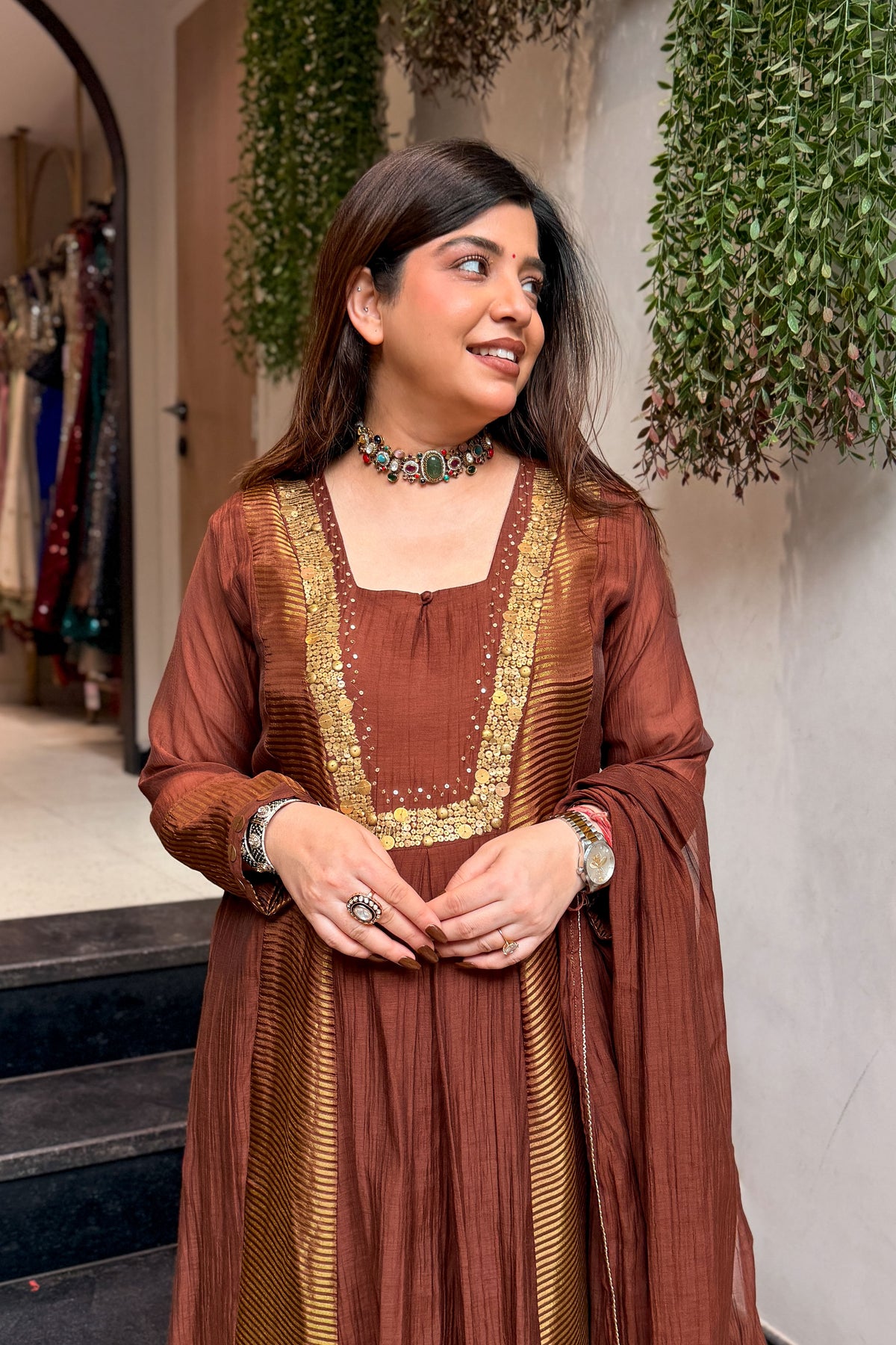 Veya Sequin Work Anarkali Suit Set