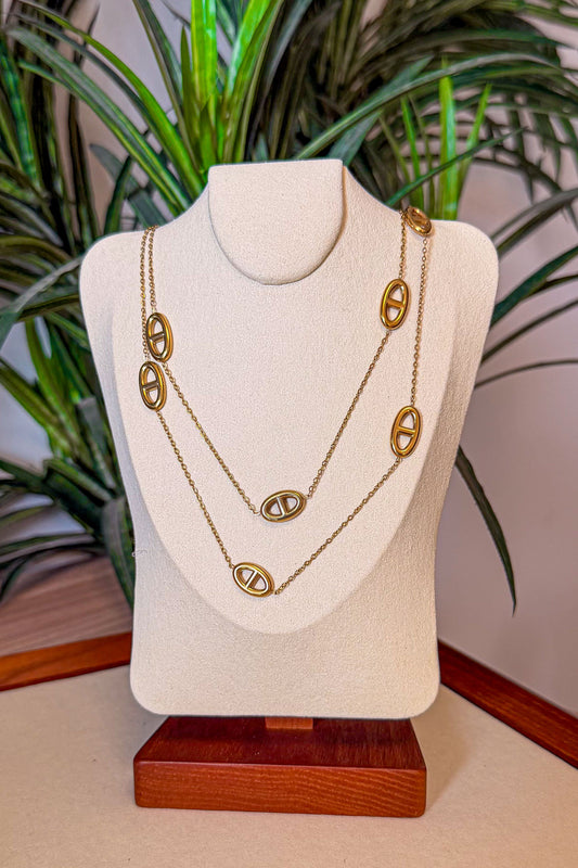Gold Oval Link Necklace
