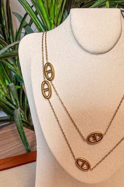 Gold Oval Link Necklace