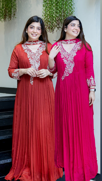 Fanah Embroidered Anarkali with Choker Dupatta