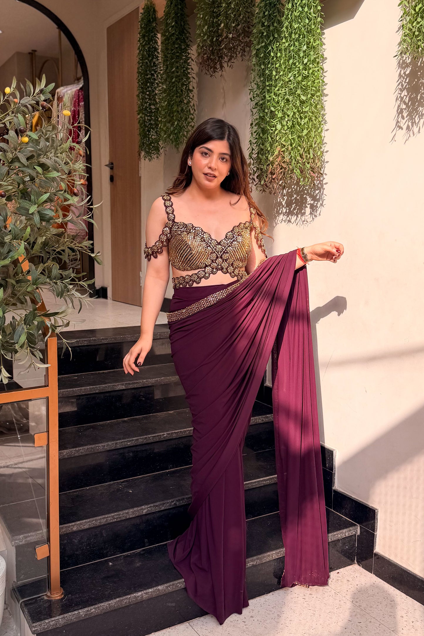 Arshika Hand Embroidered Drape Saree