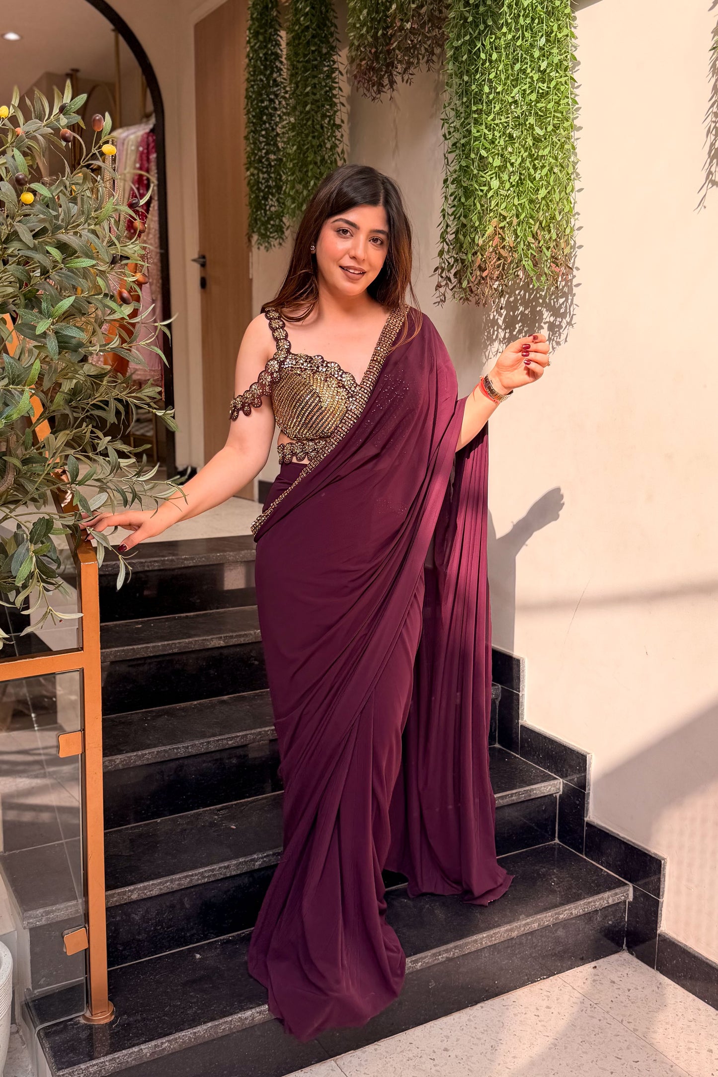 Arshika Hand Embroidered Drape Saree