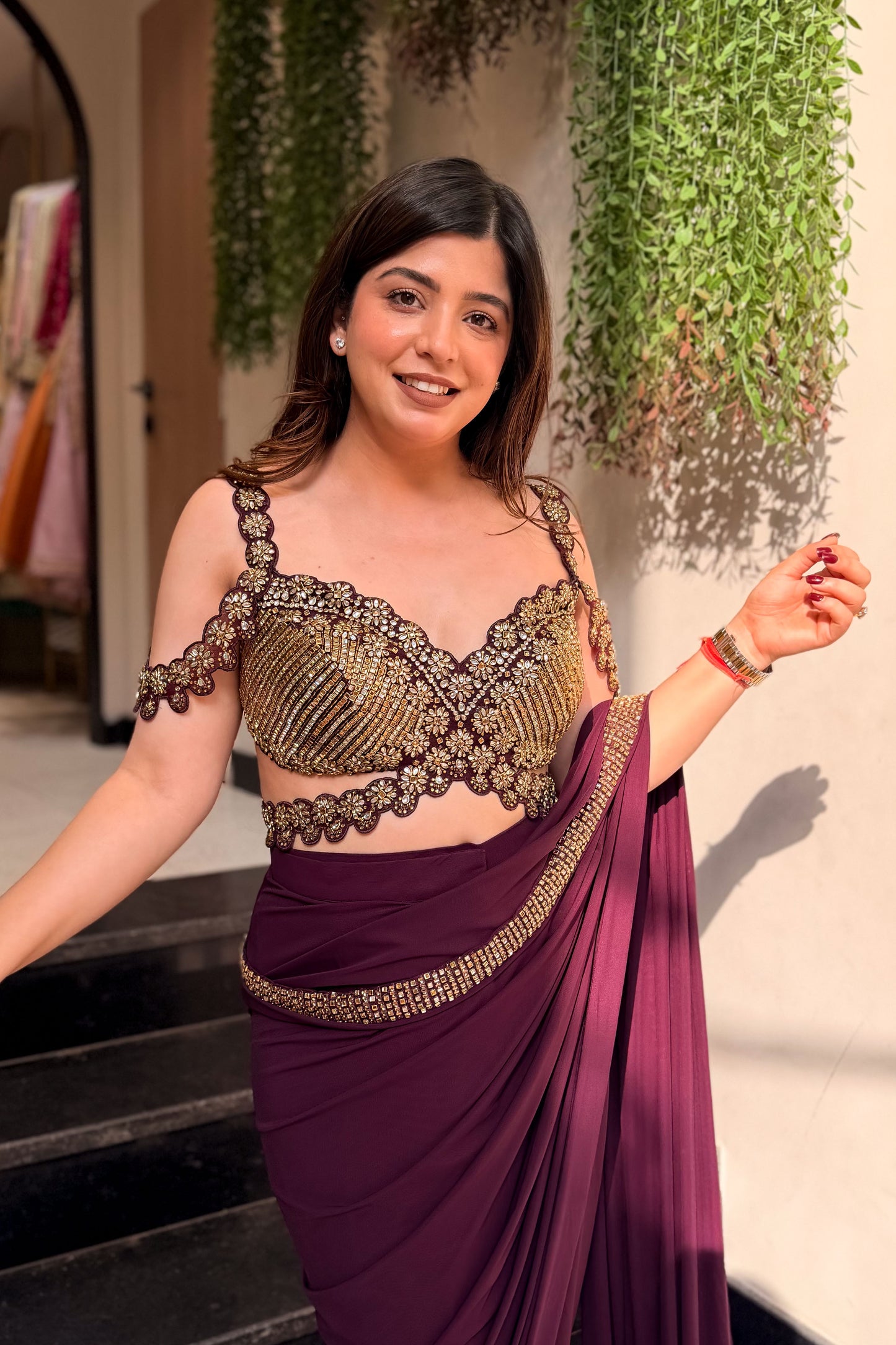 Arshika Hand Embroidered Drape Saree