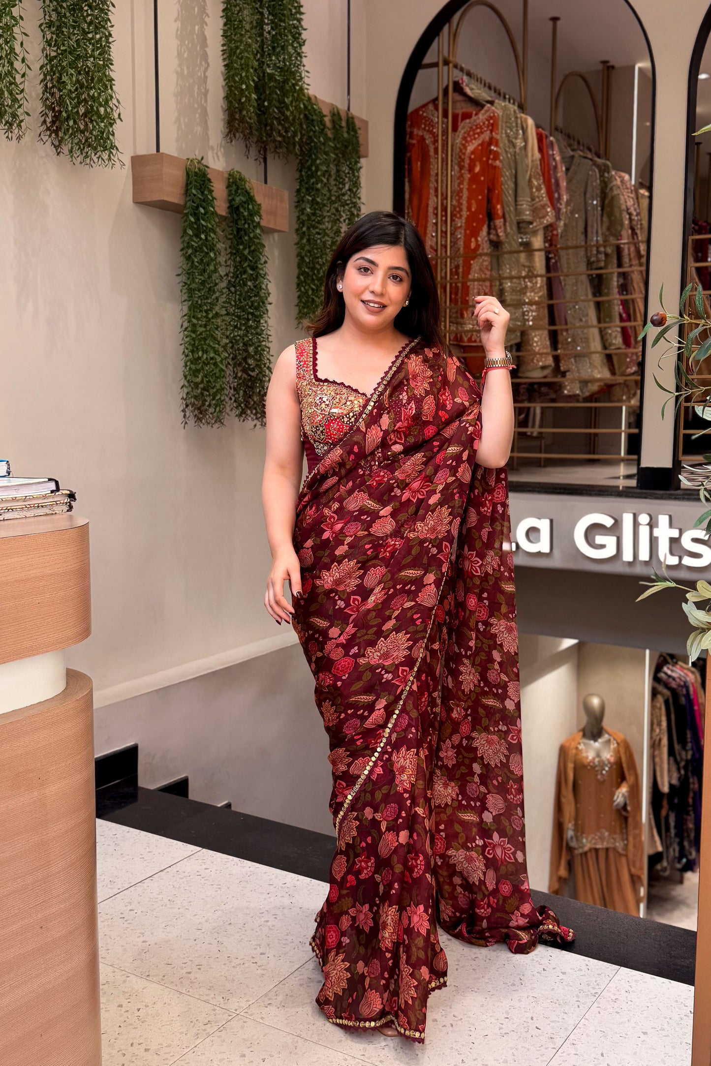 Vaelina Hand Embroidered Drape Saree