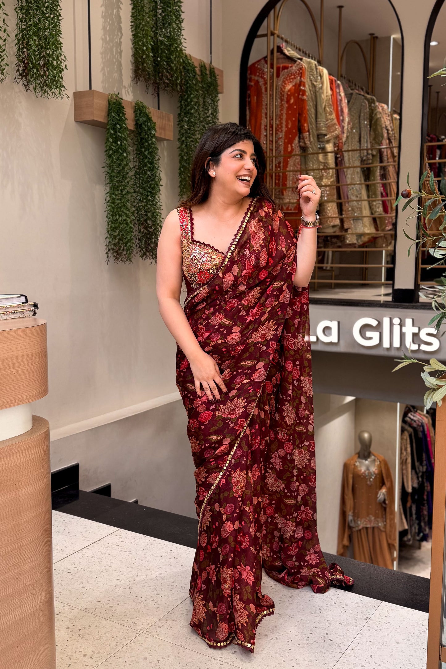 Vaelina Hand Embroidered Drape Saree
