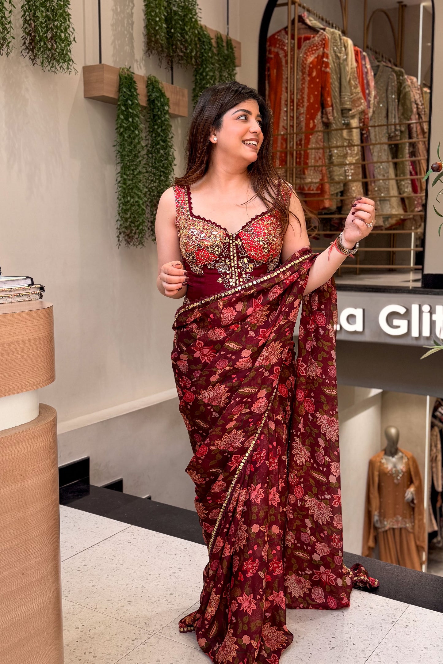 Vaelina Hand Embroidered Drape Saree