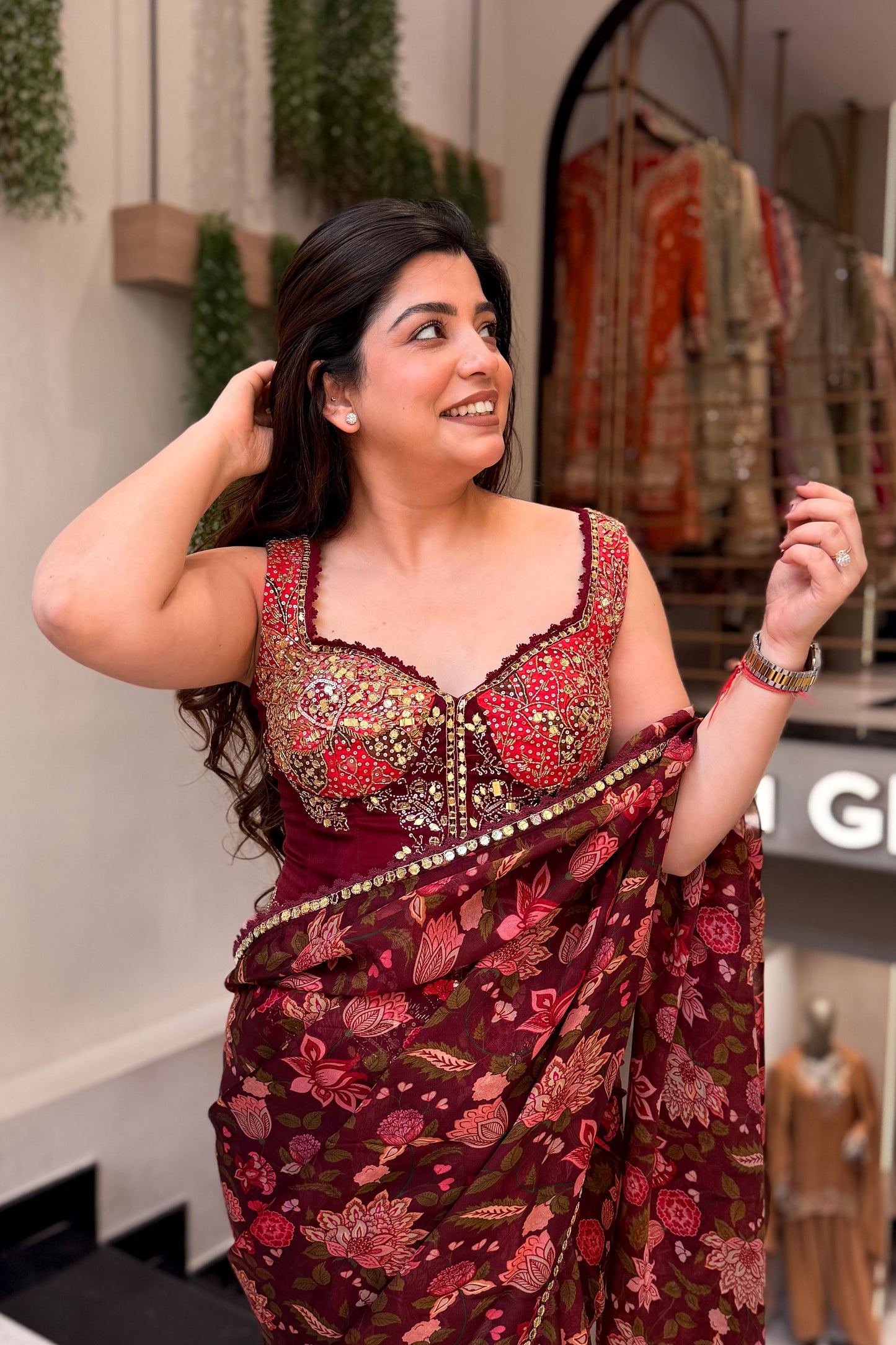 Vaelina Hand Embroidered Drape Saree